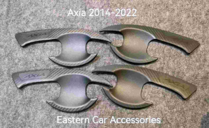 PERODUA AXIA 2014-2022 Car Door Handle Inner Bowl Protector 3D Carbon Cover Door Anti Scratch Accessories