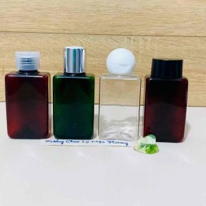 Chai lọ nhựa 100ml Vuông màu Xanh/Nâu/Trắng Trong-Vòi nhấn cao cấp đủ loại/Đen-Trắng-Khóa Vàng-Nắp Bật