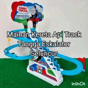 Mainan Set Rel Kereta Api Track Seluncur Tangga Eskalator Baterai ada Lampu dan Musik - Set Trek Rail Perosotan Slide Seluncuran Batre Train Plastik Toy Hadiah Kado Anak Cowok Edukatif