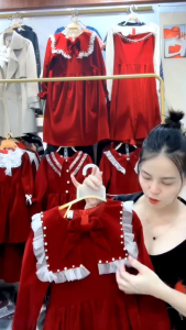 Váy Nhung Cho Bé Gái Diện Tết Noel Siêu Xinh Hàng Thiết Kế