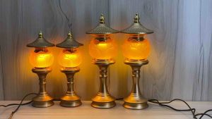 ĐÈN THỜ HOA SEN LƯU LY VÀNG THÁP CẦU CAO CẤP