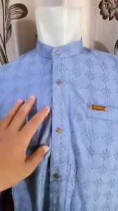 KEMKO KEMEJA KOKO PRIA MOTIF BORDIR TIMBUL FULL KANCING IMPORT