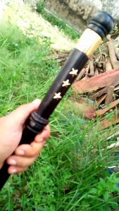 Tongkat Kayu Kelor Hitam Komando Variasi Alpaka Militer Bintang 3