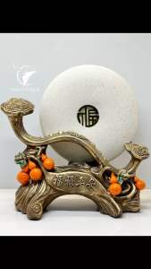 Tượng Phong Thủy Trượng Như Ý Kèm Đĩa Ngọc Quà Tặng Tân Gia Khai Trương Sinh Nhật Trang Trí Nhà Cửa