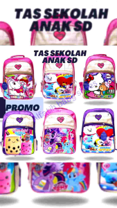 Tas gemlok sekolah anak perempuan SD karakter lucu yg viral 2024 ransel punggung export cewek banyak ruang terbaru gambar unicorn bt21 hellokitty boba dan little pony