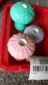 Tempat lilin batang aesthetic model jamur biru(besar) ungu(kecil) pink(panjang)