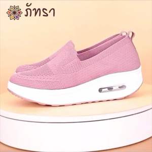 รองเท้าสลิปออน รองเท้าเพื่อสุขภาพ รองเท้าผ้าใบสำหรับผู้หญิง สวมใส่สบายระบายอากาศได้ดี [LZ09]