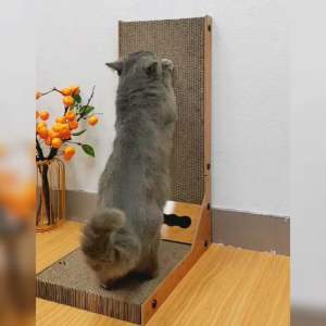 [QPet]🚀 Cat Scratch Board L-Type Right angle corner standing board Cat Oversized Corrugated Paper