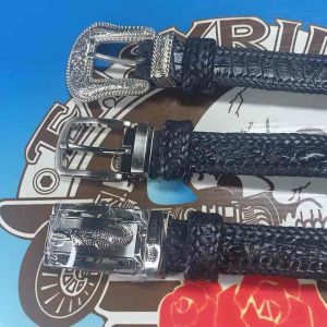 เข็มขัดหนังจระเข้แท้ขนาดกว้างสาย30มมสีดำหัวมี3แบบทำจากซิ้งค์สีโคเมียมแบรนด์Easyrider