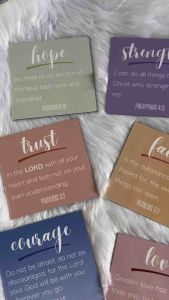 Colorful Inspirational Bible Verse Coasters for Home Decor and Motivational Gifts on Fur Surface