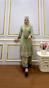 SET HIJAB SEGI EMPAT BAHAN SERUTY BABYDOLL GAMIS MALAYSIA TERBARU