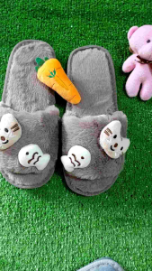 DÉP LÔNG quai ngang gắn MÈO CÁ CUTE đế cao su chống trượt nữ sz 36_41