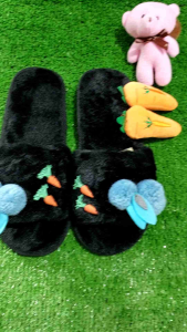 DÉP LÔNG ĐenTHỎ xanh siêu cute Đế cao su chống trượt sz 36_41 nữ