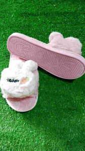 DÉP LÔNG THỎ HỒNG siêu cute Đế cao su chống trượt sz 36_41 nữ