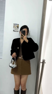 Sweater Cardigan Korean Style Bulu Tebal Jaket Model Cropped Jeket Winter Bulu Outer Knitwear