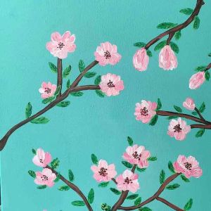 Original Acrylic Painting Pink Flowers