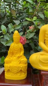 Bộ tượng Ta Bà Tam Thánh gồm Phật Thích Ca Bồ Tát Quan Thế Âm Bồ Tát Địa Tạng trang trí thờ tự nhỏ phật giáo tụng kinh Decor Phòng Decor