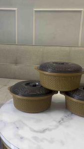 3 pcs Wadah Sayur Basi Segi Retro Basi Prasmanan Set Wadah Sayur Mangkok Sayur Yoyo Star