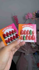 Kuku Palsu Strawberry - Kit Alat Press On Kuku Handmade - NailArt Kutek Art Polish Cat