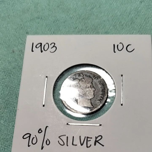 1903 Barber Silver One Dime Preloved Coin Displayed in Protective Holder