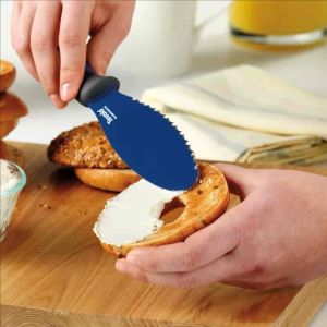 Tovolo Comfort Grip 5.5” Blade Bagel Knife with Blade Guard Bread Knife Slice and Spread
