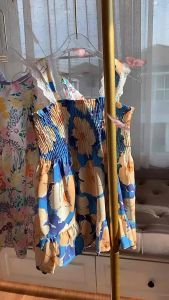 พร้อมส่ง  เสื้อ+กระโปรง ลายดอกสีม่วง