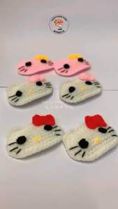 Xiaoyu Mami Store Handmade crochet hello kitty hairpins 1set2pcs
