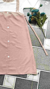 Gamis anak perempuan usia 4th-9th motif kombinasi kancing bahan crinkel adem lembut