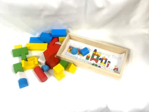 Mainan Balok Kayu Mainan edukasi  - wooden blocks susun - mainan balok Bangunan kastil Geometri puzzle Kayu