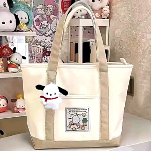 Sanrio canvas shoulder bag kawaii handbag kuromi melody pochacco sling bag tote