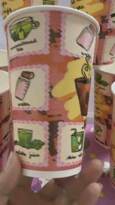 16 0z./1000 ใบ./แก้วกระดาษ 16 ออนซ์ คละลาย 1000  ใบพิมลายสวยงาม ตามภาพ เพิ่มมูลค่าไห้กับ อาหาร -ใช่วัสดุ เกรด นำเข้าอย่างดี หนา ทนทาน เข็งแรง