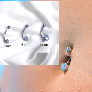 Anting Titanium Tindikan Pusar Permata Diamond 3 mm/4mm/5 mm