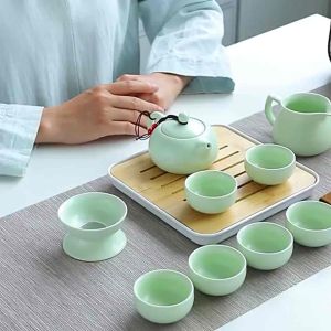 Bộ Ấm Chén Uống Trà Kungfu 12 Chi Tiết Kèm Khay Có Túi Đựng Cao Cấp