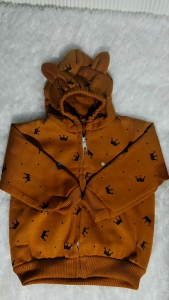 jaket bayi/sweater bayi laki laki perempuan motif mahkota 2-12 bulan crown jaket baby bahan fleece max BB 7 kg