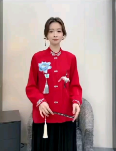 ECLAIRE 003 Kemeja Wanita Cheongsam Longsleeves Flower Bunga Tassel Imlek CNY Etnis Import ozgm