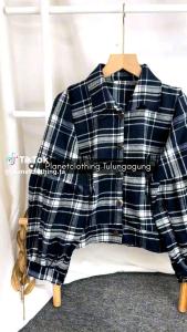 CROP TOP WANITA BATWING KOREAN STYLE ATASAN CROP TOP KANCING SEMIWOLL TANGAN PANJANG KEKINIAN
