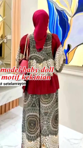 Windy set baby dollsetelan celana wanita dewasa busui bahan rayon premium motif bunga