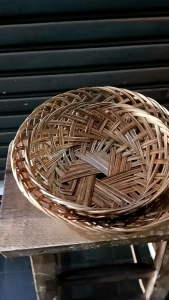 mangkok lidi berkaki - mangkok buah - mangkok sayuran - mangkuk anyaman bulat