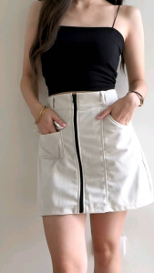 GO GLAM APPAREL Plus Size Zipper front 2 Pocket Corduroy Highwaist Mini Skirt (EMILY)