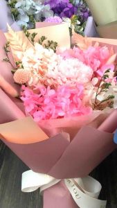 Sejambak Bunga Kekal Ros/carnation | LED Light | Birthday/Valentine/Preserved Rose/Carnation flower bouquet