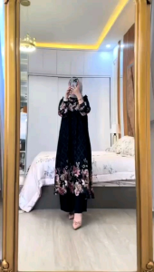 Set Long Tunik Zura Tunik Rayono Diamond Busui Gamis Rayon Tunik Berkancing