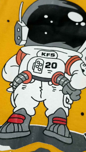 KFS 118 Atasan Baju Anak Kaos Astronout Luar Angkasa Kuning Mas Katun Laki-laki Perempuan Lengan Panjang 1 Tahun Sampai 10 Tahun