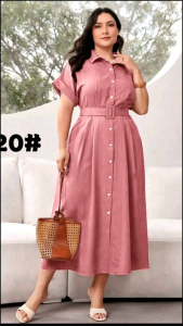 Women’s Fashion Casual Elegant Dress (w/ belt) Chiffon Freesize (Fit M to XL)