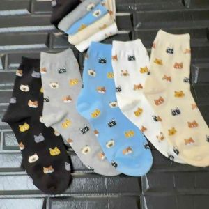 Korean Socks-Scattered Cat Icon Socks
