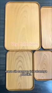 • BISA COD • (HARGA SATUAN) Nampan Baki Tray PLASTIK PP Kotak Saji Makanan Minuman Motif Kayu Multifungsi Elegan Hotel Retoran Cafe
