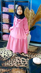 Gamis Anak Perempuan Kekinian Usia 1-9 Tahun Bahan Crinkle Airflow