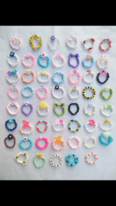 paket usaha isi 100 cincin manik korean style.beads ring aestetic