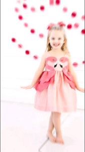 Little Vella Flamingo & Swan Ruffled Feather Dress ( 1-8 Years Old)