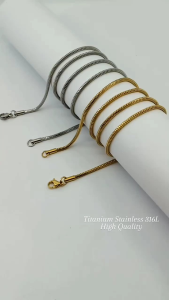 Kalung Tulang Belut Titanium Anti Karat Stainless Steel Pria & Wanita