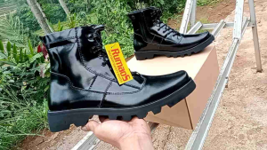 RUMAOS sepatu PDH boots sol radial hitam kilap kulit premium DISHUB